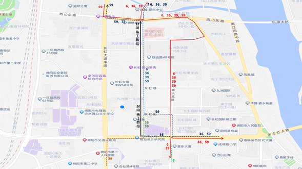 關(guān)于6路、36路等5條公交線路 臨時改道運行的通告(圖2)